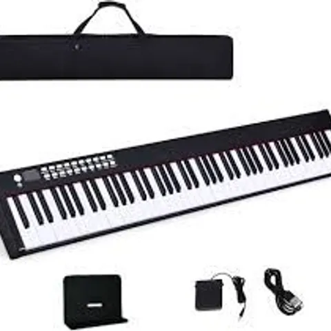 BOXED COSTWAY 88-KEY DIGITAL PIANO KEYBOARD, FULL-SIZE ELECTRONIC PIANOS WITH BLUETOOTH, MIDI, SUSTAIN PEDAL AND CARRYING BAG