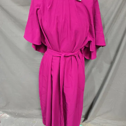 WALLIS WOVEN CAPE BELTED PENCIL DRESS IN WINE SIZE 20
