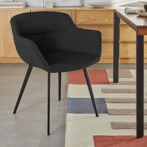 BOXED PAIR GAVARNIE UPHOLSTERED DINING CHAIRS GREY