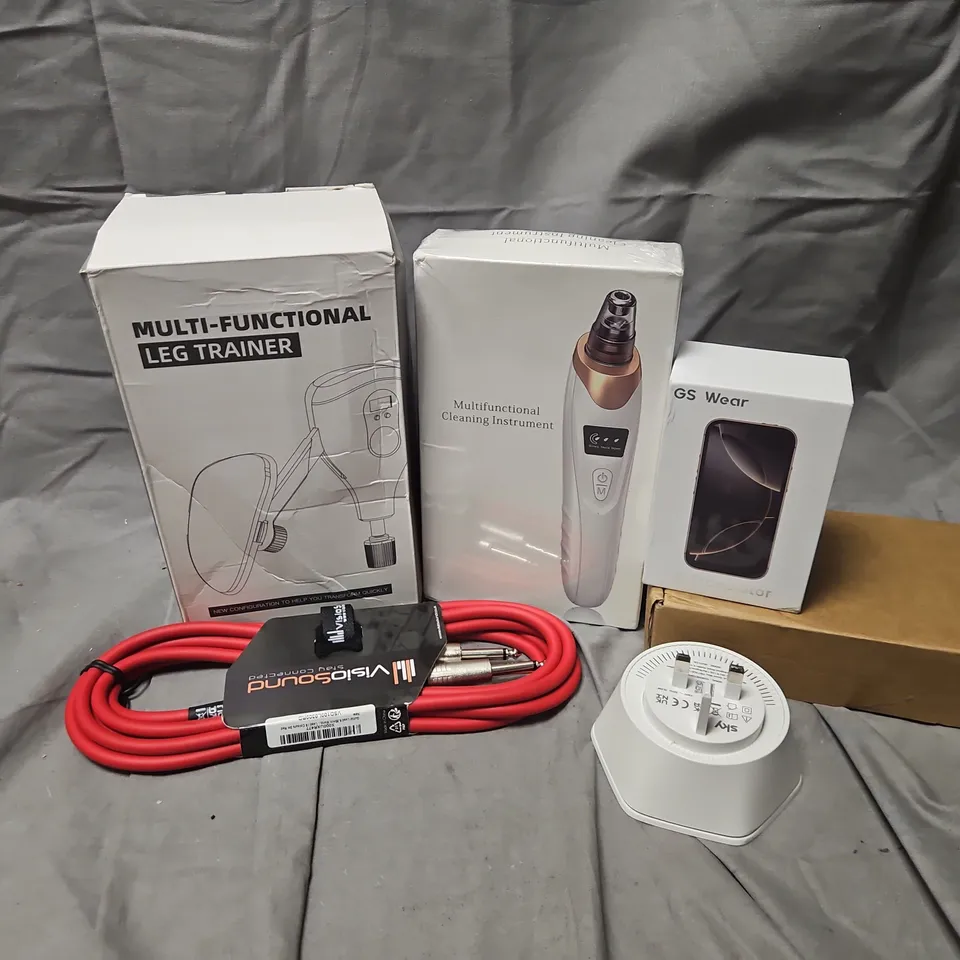APPROXIMATELY 6 ASSORTED ELECTRICALS TO INCLUDE LEG TRAINER, GS WEAR AI TRANSLATOR, MULTIFUCTIONAL CLEANING INSTRUMENT, ETC