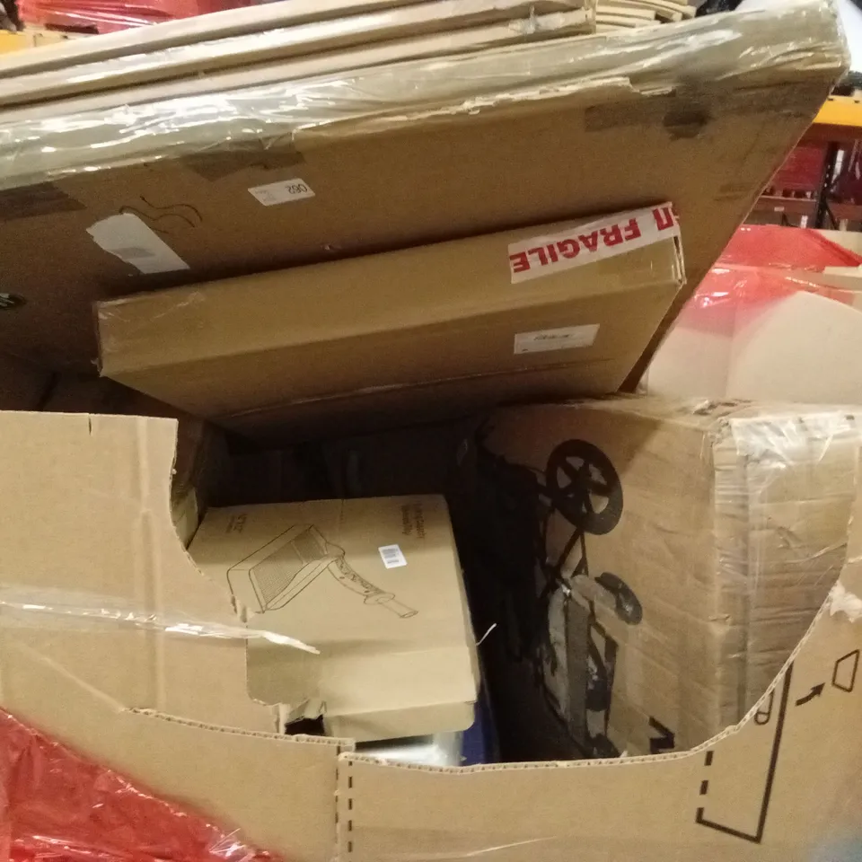 PALLET OF ASSORTED HOUSEHOLD GOODS AND PRODUCTS TO INCLUDE;SMART TOWER FAN, WHEELCHAIR, PHOTO FRAME