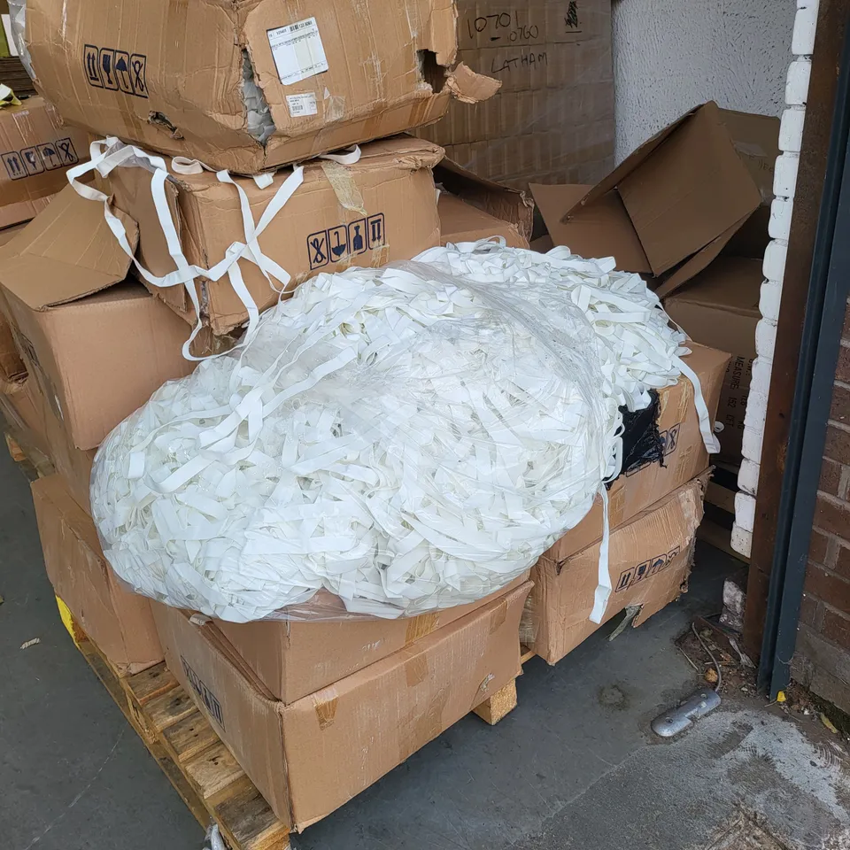PALLET OF APPROXIMATELY 12 BOXES OF 20MM WHITE ELASTIC PLAIN DRESS/CLOTHING MAKING CORD