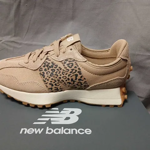 NEW BALANCE WOMEN’S 327 SNEAKERS – BEIGE WITH LEOPARD PRINT, UK 5 (EU 37.5)