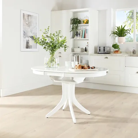 BOXED HUDSON ROUND WHITE 90-120cm EXTENDING DINING TABLE (1 BOX)