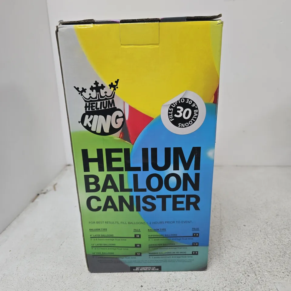HELIUM BALLOON CANISTER – 30 BALLOON FILLS (HELIUM KING) – BOXED
