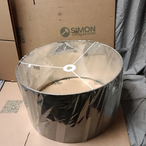 LIGHTING COLLECTION GREY/SILVER INNER VELVET DRUM SHADE 50CM