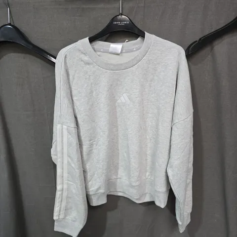 ADIDAS GREY SWEATSHIRT WITH LOGO AND THREE STRIPES – UK M