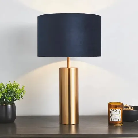 BOXED DUNELM NESA TOUCH TABLE LAMP - NAVY VELVET EFFECT