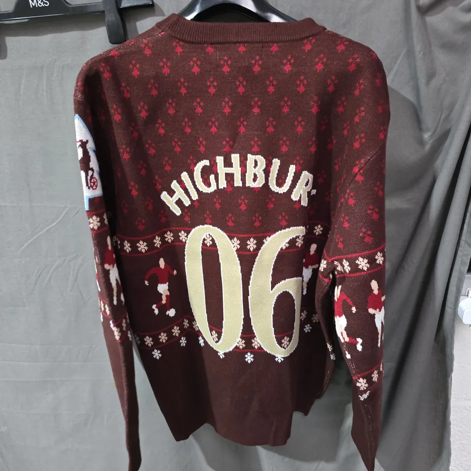 ARSENAL F.C. HIGHBURY 1913-2006 KNITTED JUMPER – BURGUNDY