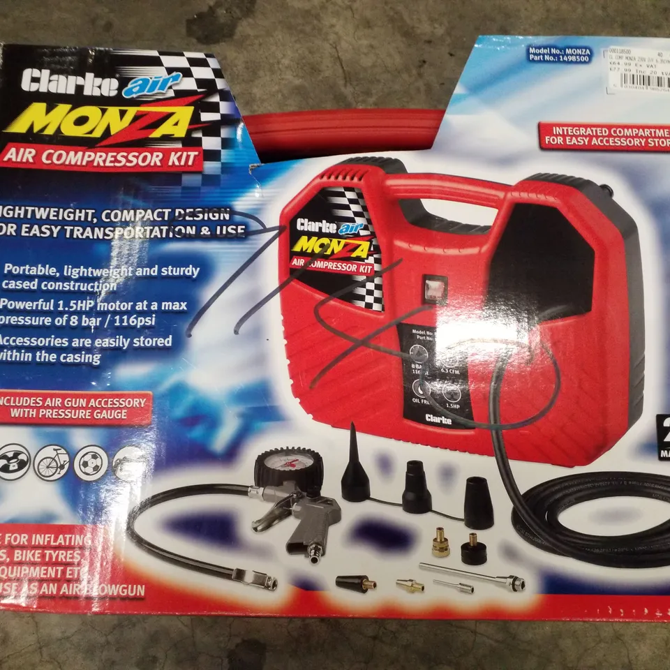 CLARKE MONZA 6.35CFM 1.5HP PORTABLE OIL FREE AIR COMPRESSOR