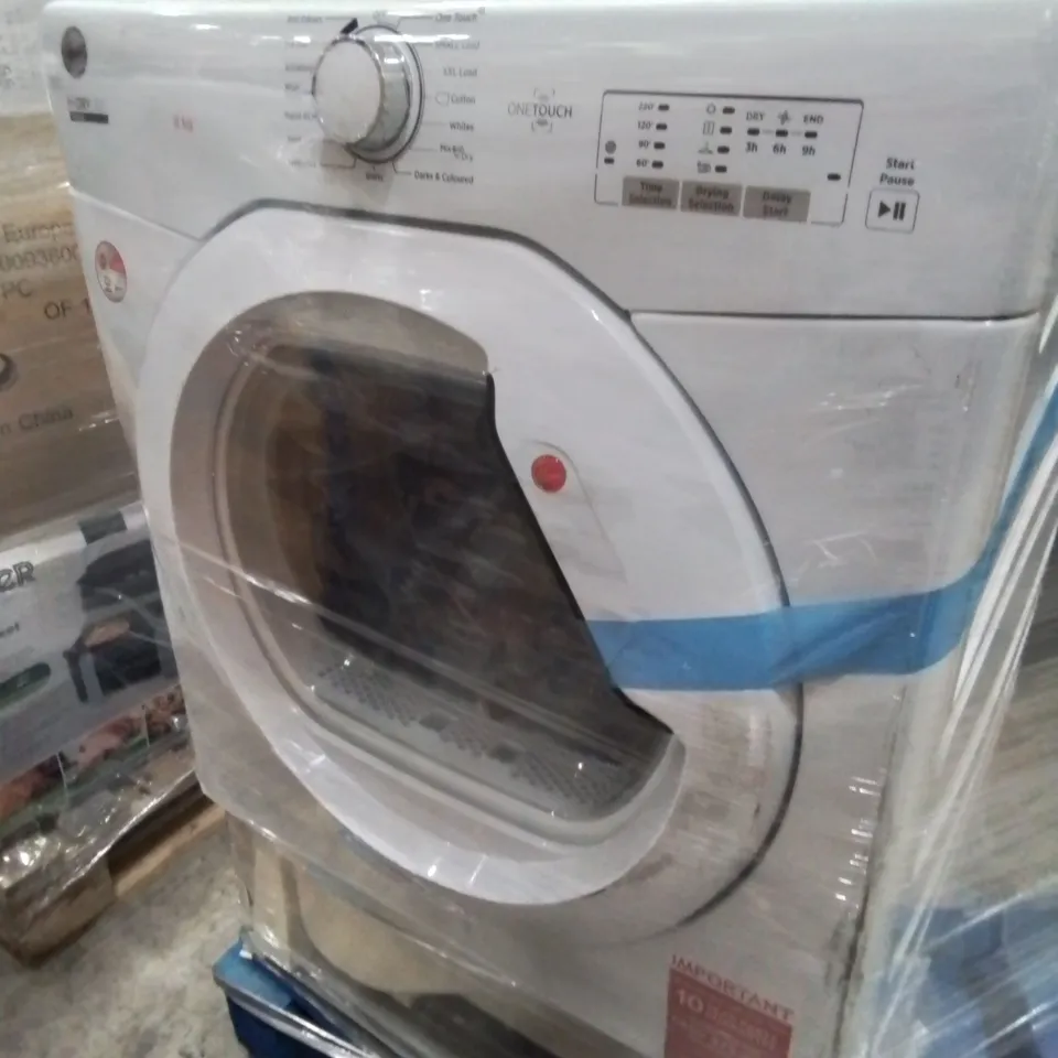 CANDY SMART PRO FREESTANDING WASHING MACHINE BLACK AND HOOVER HLEV8LG 8KG VENTED TUMBLE DRYER - UNPROCESSED RAW RETURNS
