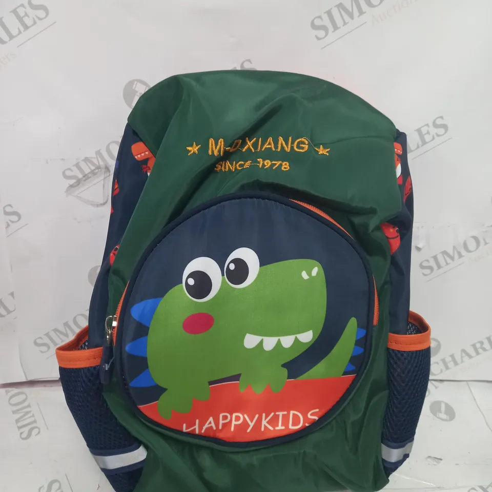 2 X SCHOOL BAG ONE PINK WITH CAT EMBLEM AND HAPPY KIDS DINOSAUR BAG 