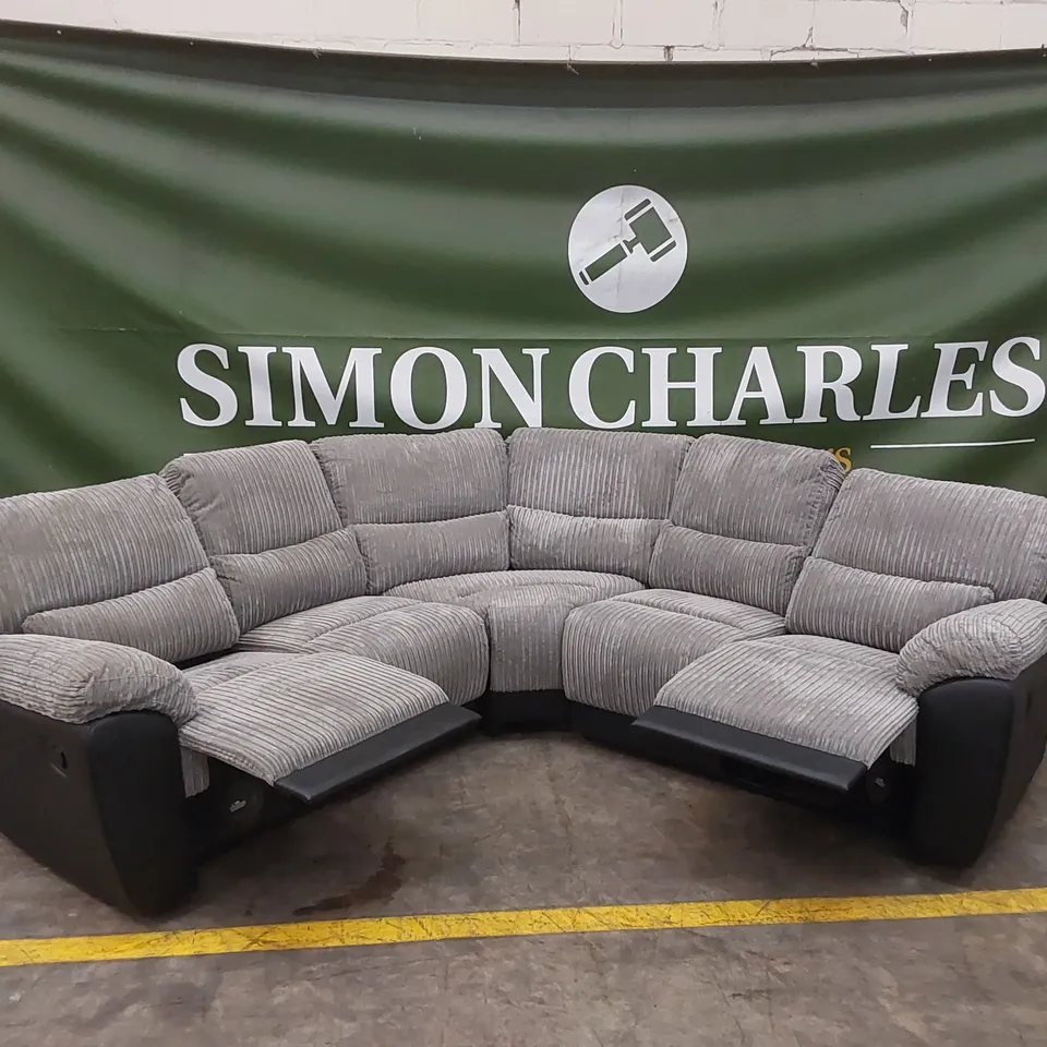 SIENNA FABRIC/FAUX LEATHER HIGH BACK MANUAL RECLINER CORNER GROUP SOFA RRP £1499