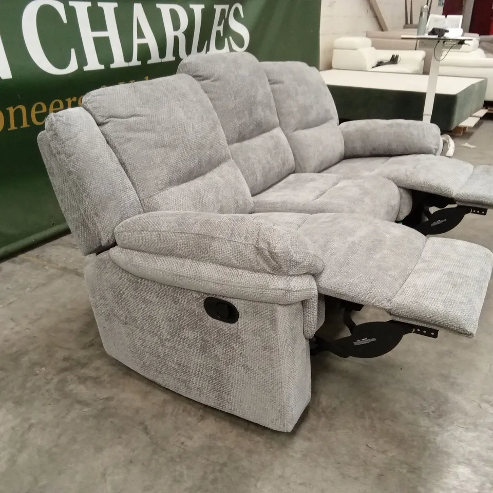 ALBION 3 SEATER FABRIC MANUAL RECLINER SOFA - GREY RRP £679