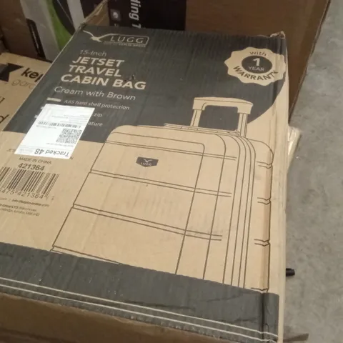 BOXED LUGG 15INCH JETSET TRAVEL CABIN BAG CREAM WITH BROWN