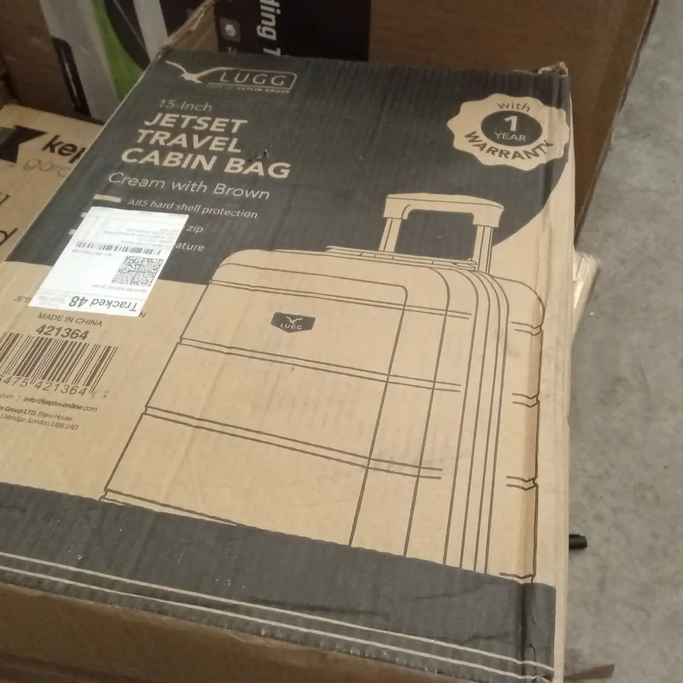 BOXED LUGG 15INCH JETSET TRAVEL CABIN BAG CREAM WITH BROWN