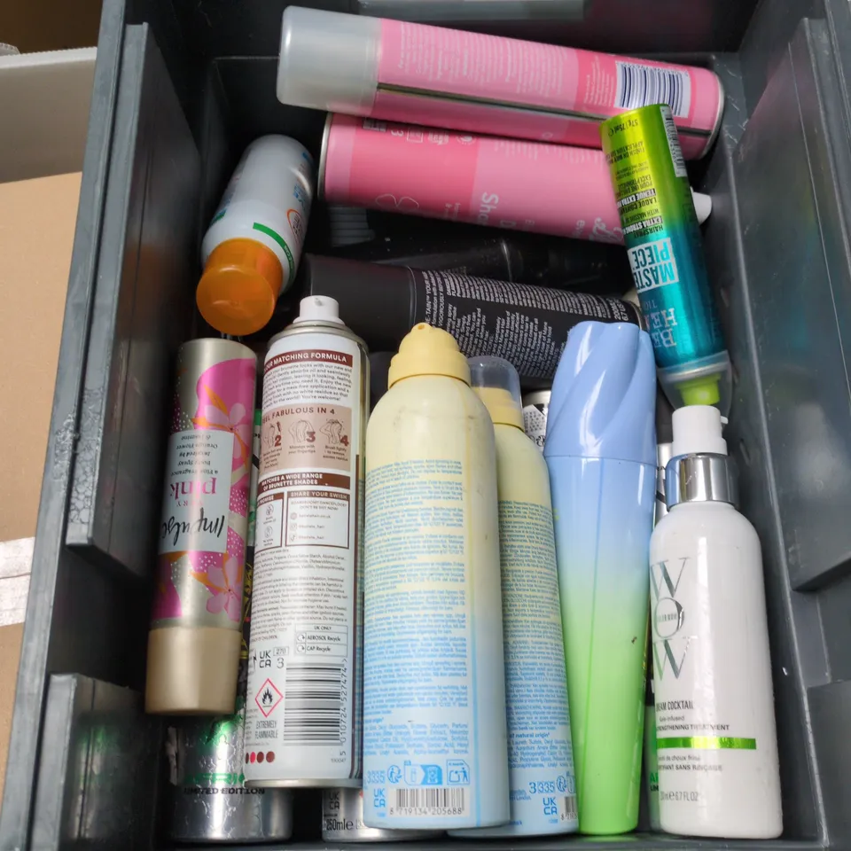 APPROXIMATELY 15 ASSORTED AEROSOLS TO INCLUDE GORILLA FILLER EXPANDING FOAM, BATISTE WILDFLOWER DRY SHAMPOO AND LYNX DEODORANT
