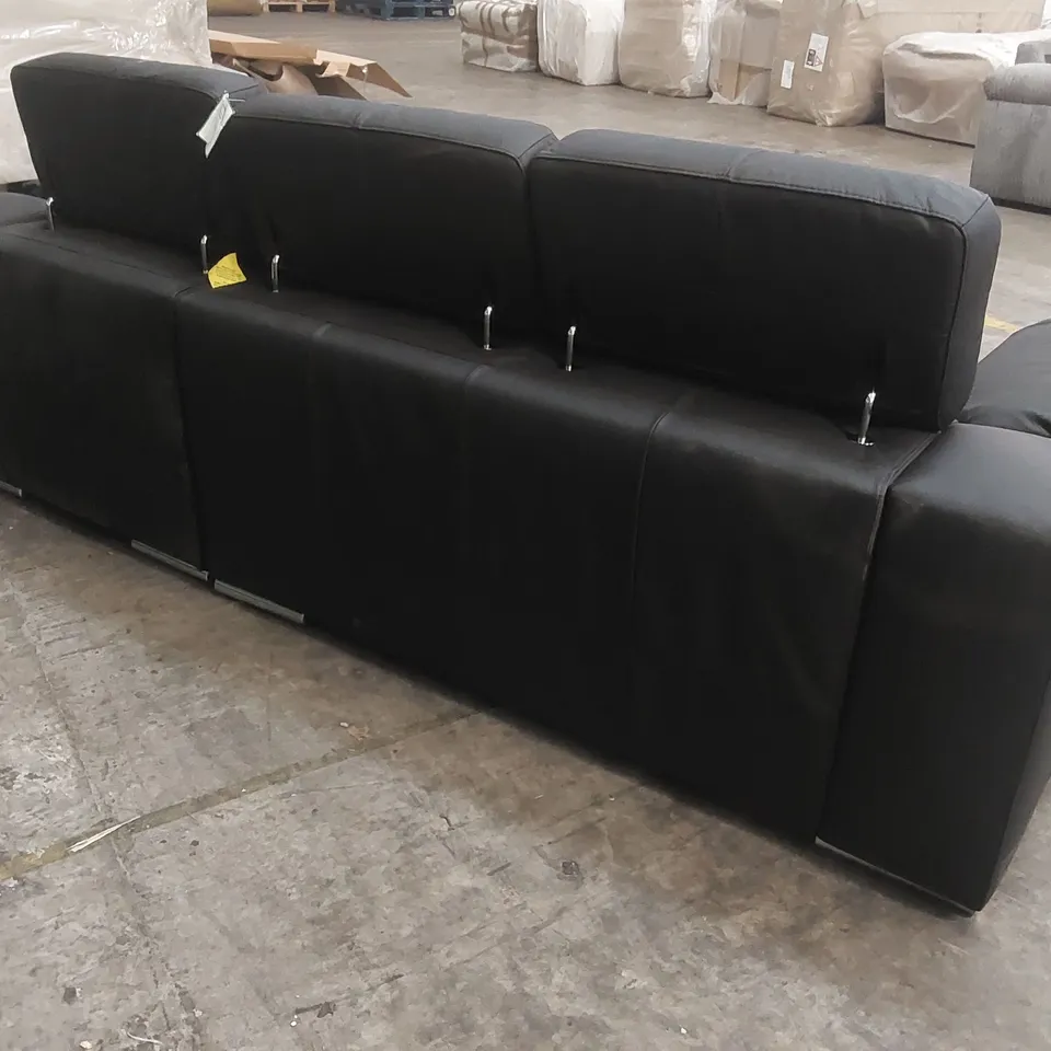 QUALITY DESIGNER BLACK FAUX LEATHER CORNER SOFA