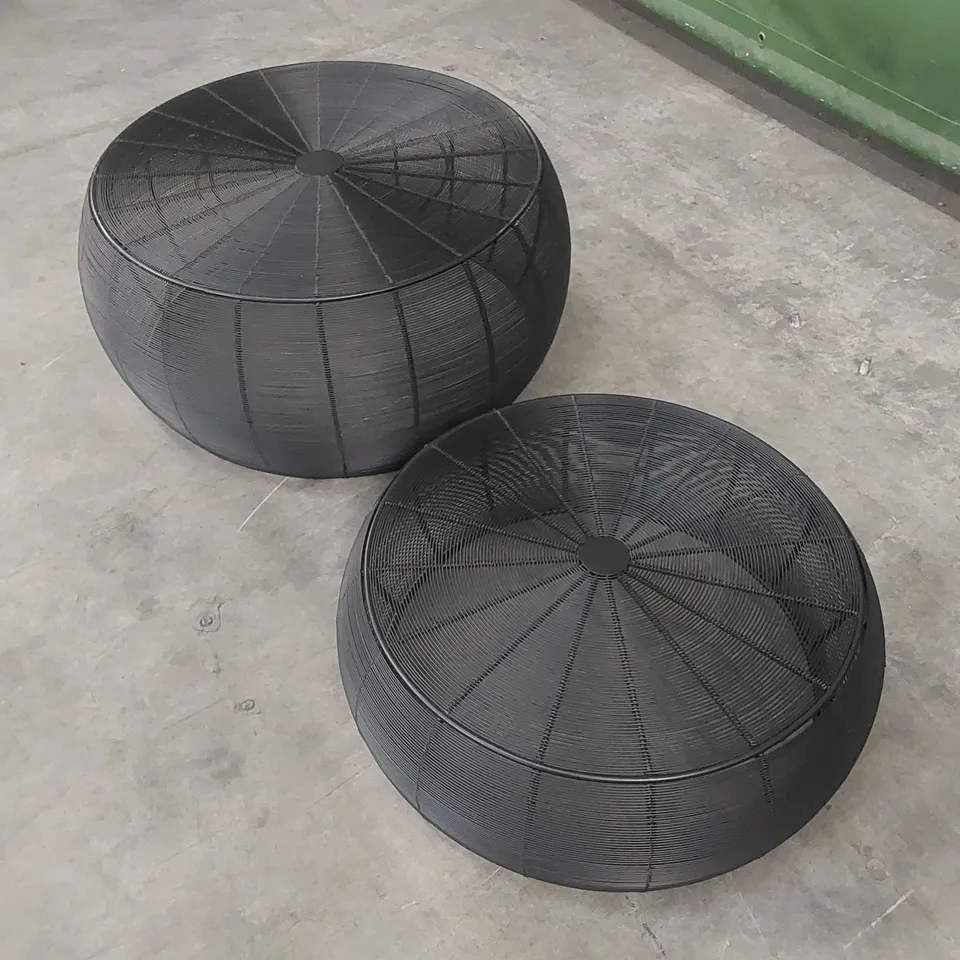 SET OF 2 DESIGNER NESTING METAL COFFEE TABLES - BLACK