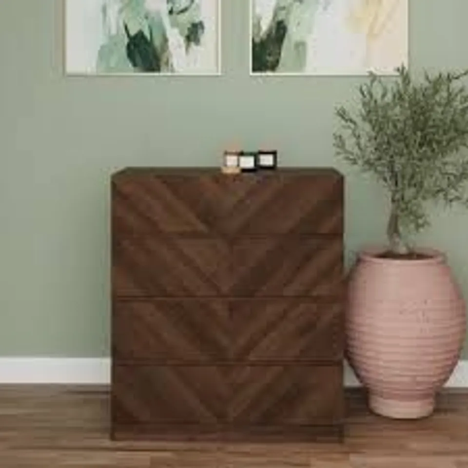 BOXED GFW CATANIA 4 DRAWER CHEST OF DRAWERS - ROYAL WALNUT (2 BOXES)