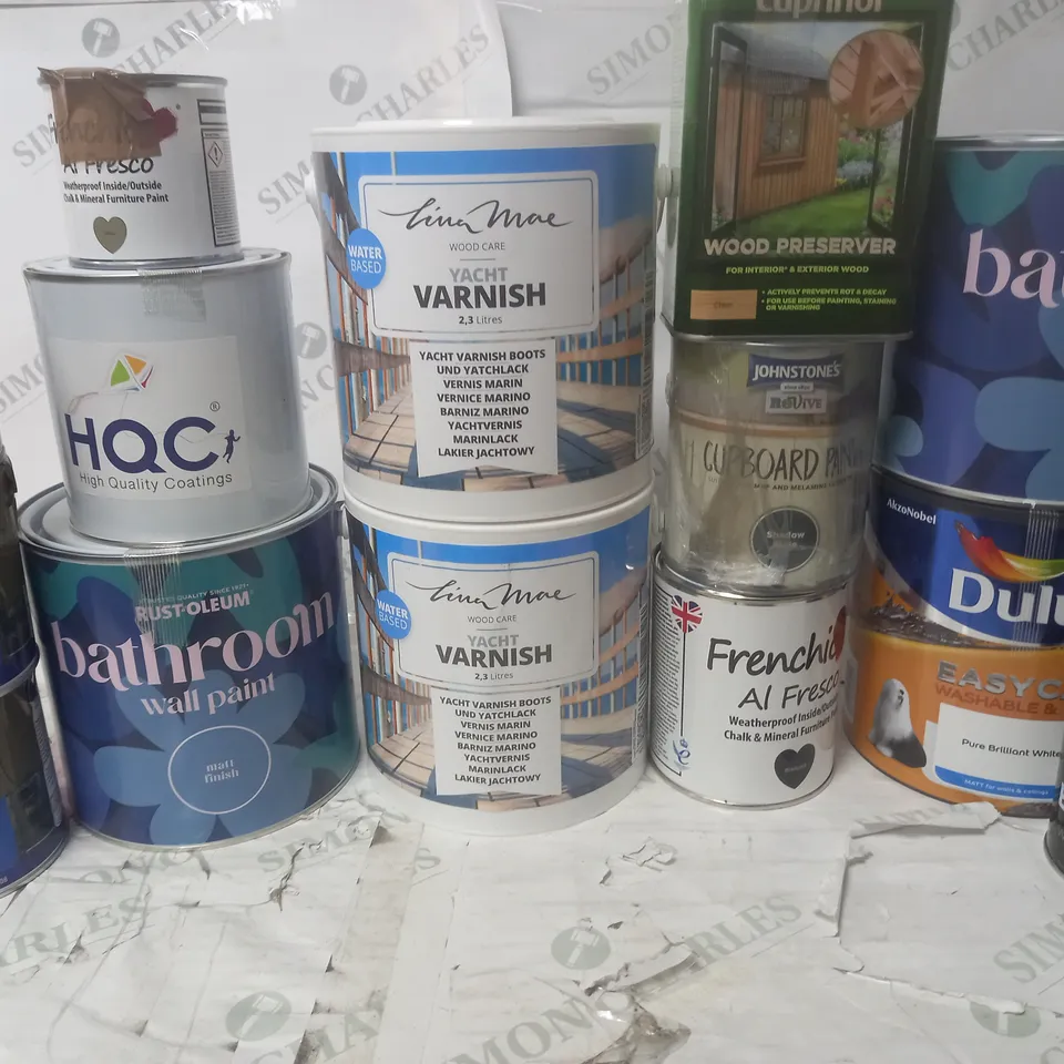 LOT OF 14 ASSORTED PAINTS TO INCLUDE CUPRINOL, RUST-OLEUM AND FRENCHIC - COLLECTION ONLY