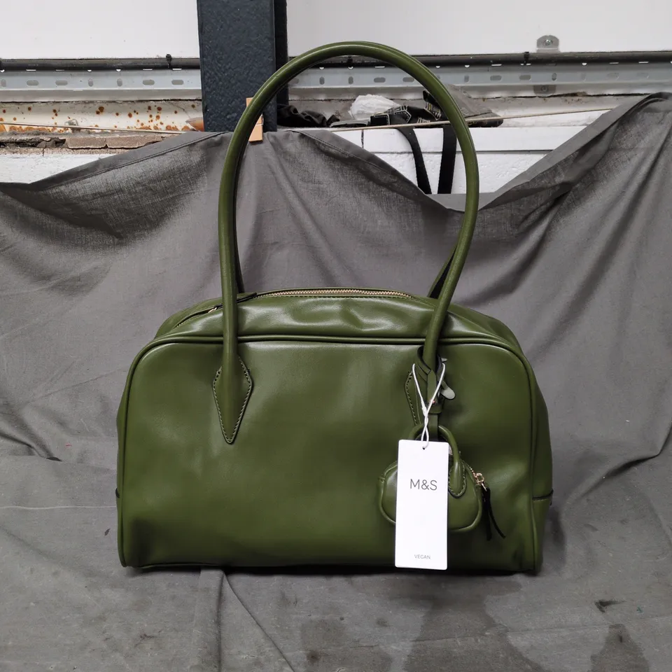 MARKS AND SPENCER VEGAN GREEN ONE SIZE HANDBANG WITH MINI BAG