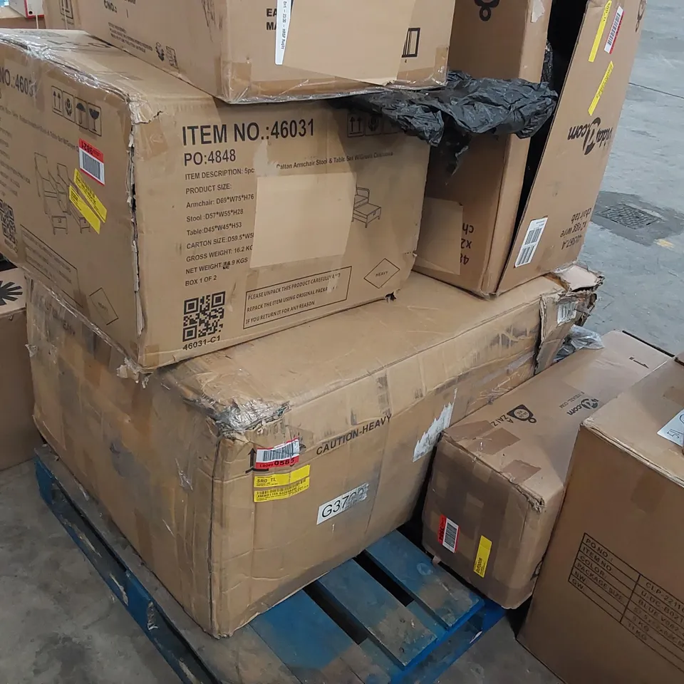 PALLET OF ASSORTED FURNITURE PARTS AND CONSUMER GOODS 