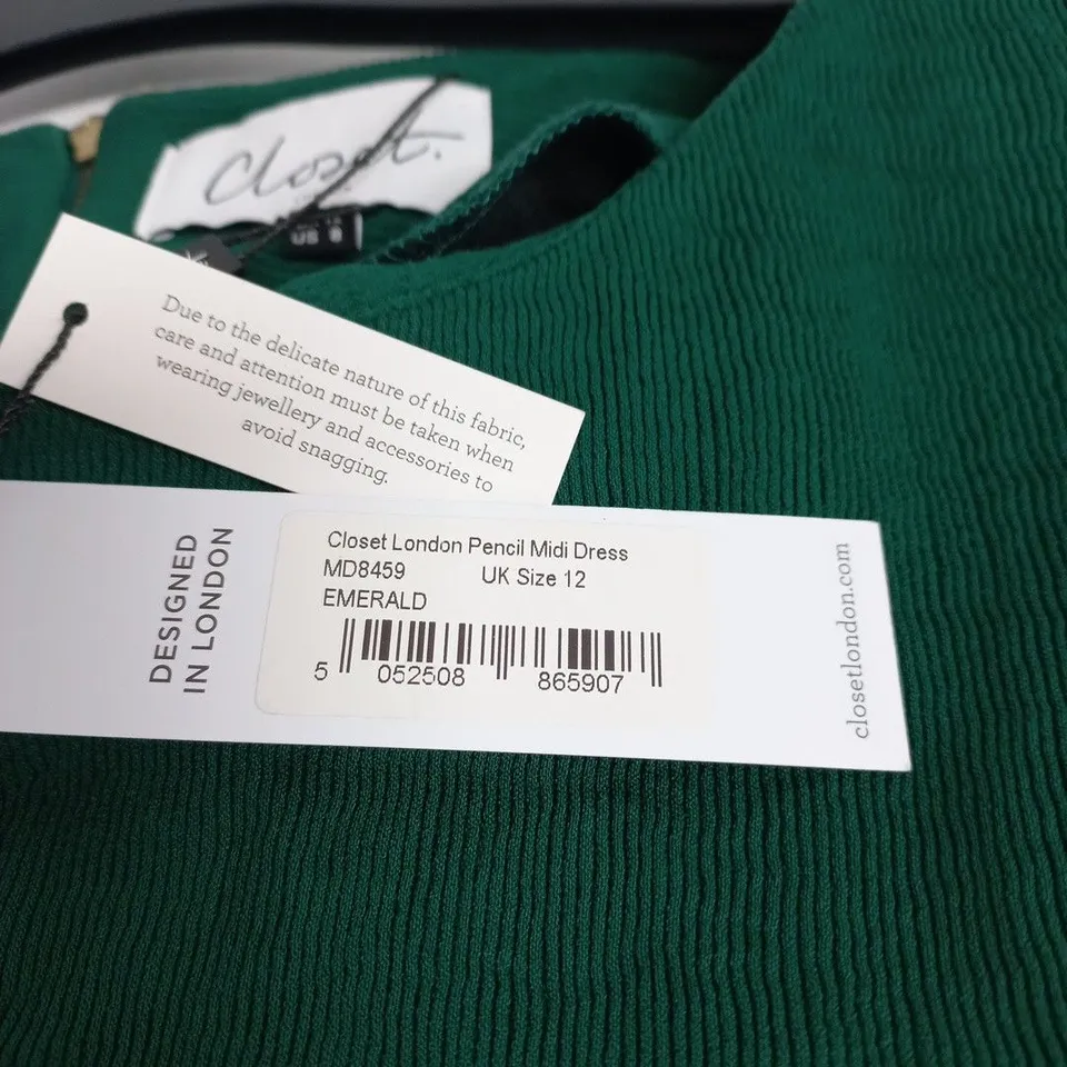 CLOSET LONDON EMERALD PENCIL MIDI DRESS MD8459 – UK SIZE 12