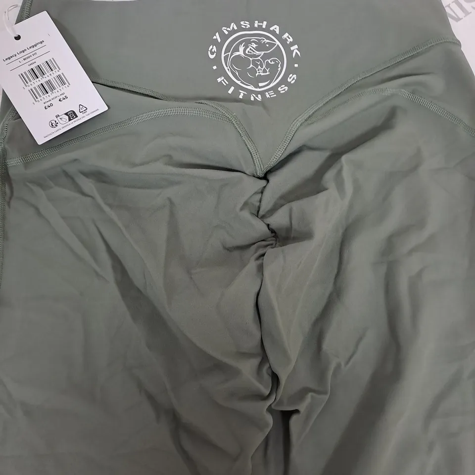 gymshark legacy logo leggings in green - l body fit