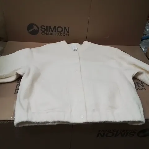 BOXED BRAND NEW APPROXIMATELY 7 SIMPLY BE FAUX WOOL BOMBER JACKET ECRU SIZE 24
