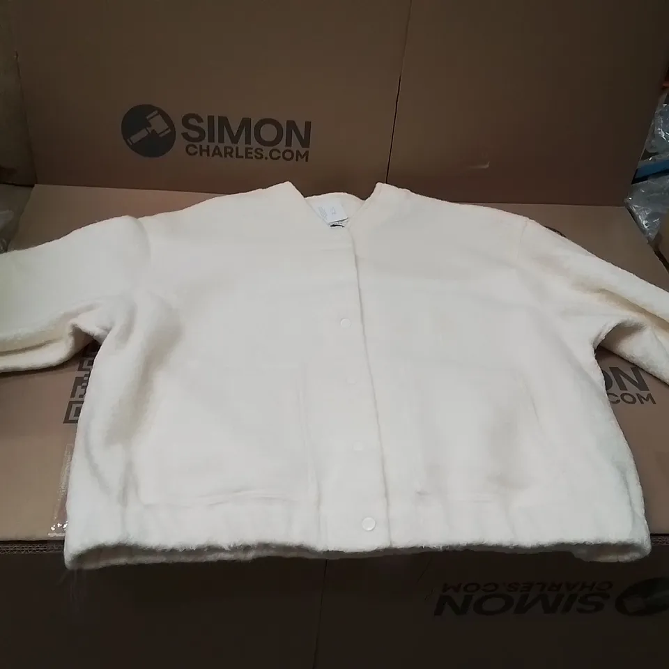 BOXED BRAND NEW APPROXIMATELY 7 SIMPLY BE FAUX WOOL BOMBER JACKET ECRU SIZE 24