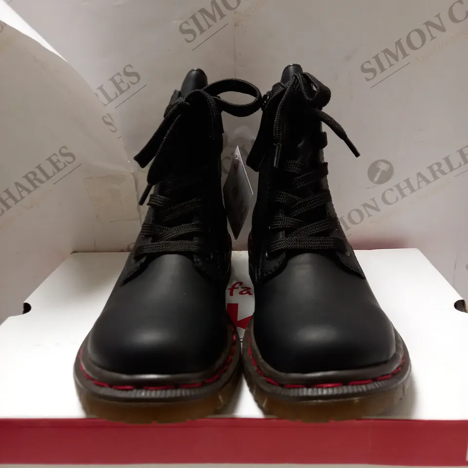RIEKER BLACK LACE ANKLE BOOTS - SIZE 4