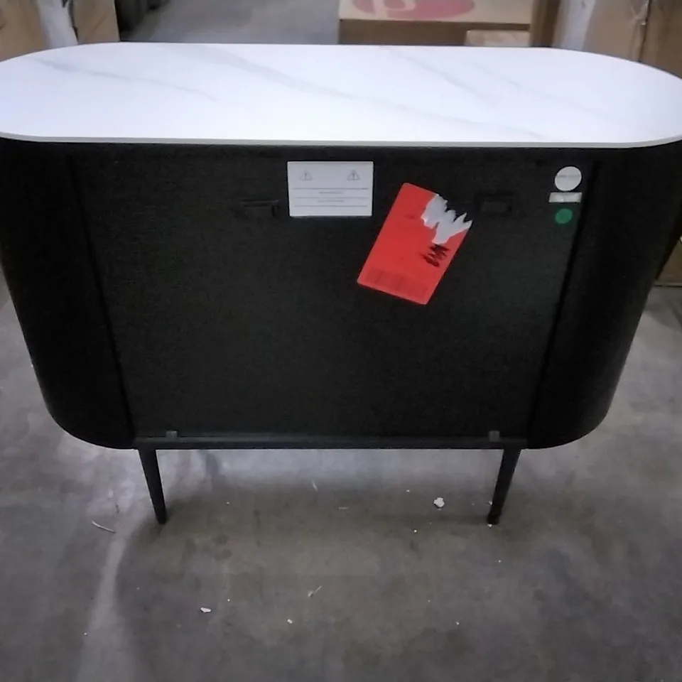 DANETTI MANHATTAN BLACK ASH AND MARBLE CERAMIC SMALL SIDEBOARD