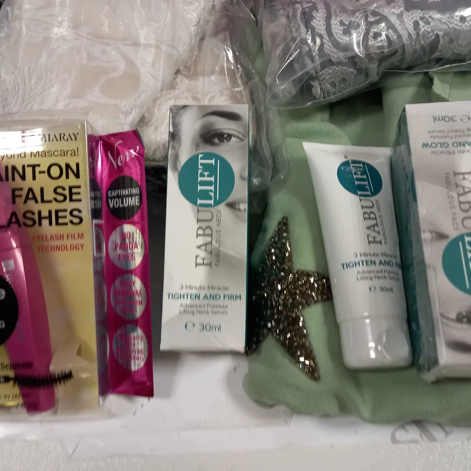 LOT OF 11 ASSORTED ITEMS TO INCLUDE FOLDING STORAGE BOX, FABULIFT NECK SERUM AND SLAZENGER HOODIE