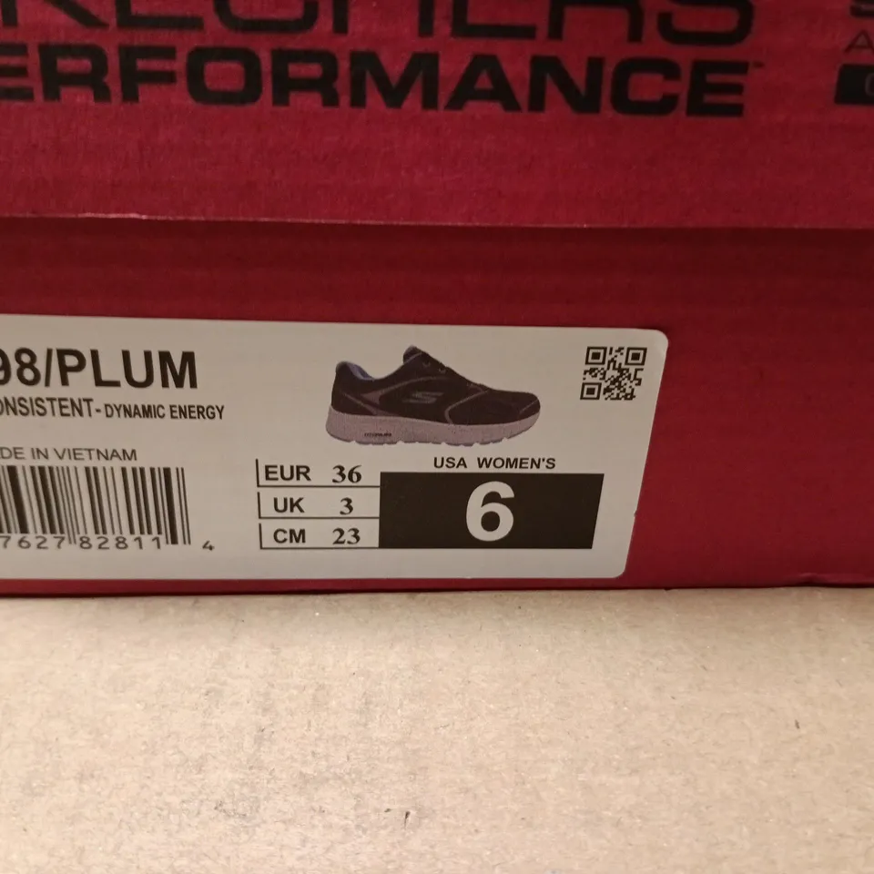 SKECHERS GO RUN CONSISTENT TRAINERS PLUM SIZE 3