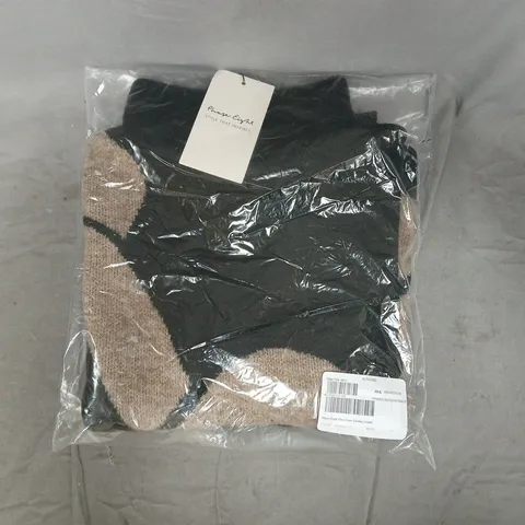 PHASE EIGHT CLEO CHAIN CHUNKY JUMPER IN BLACK/CAMEL SIZE XS