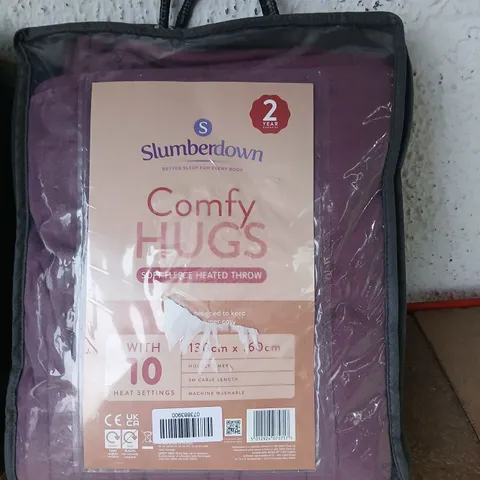 SLUMBERDOWN COMFY HUGS ELECTRIC HEATED THROW – 130 CM X 65 CM, 10 HEAT SETTINGS, MACHINE WASHABLE