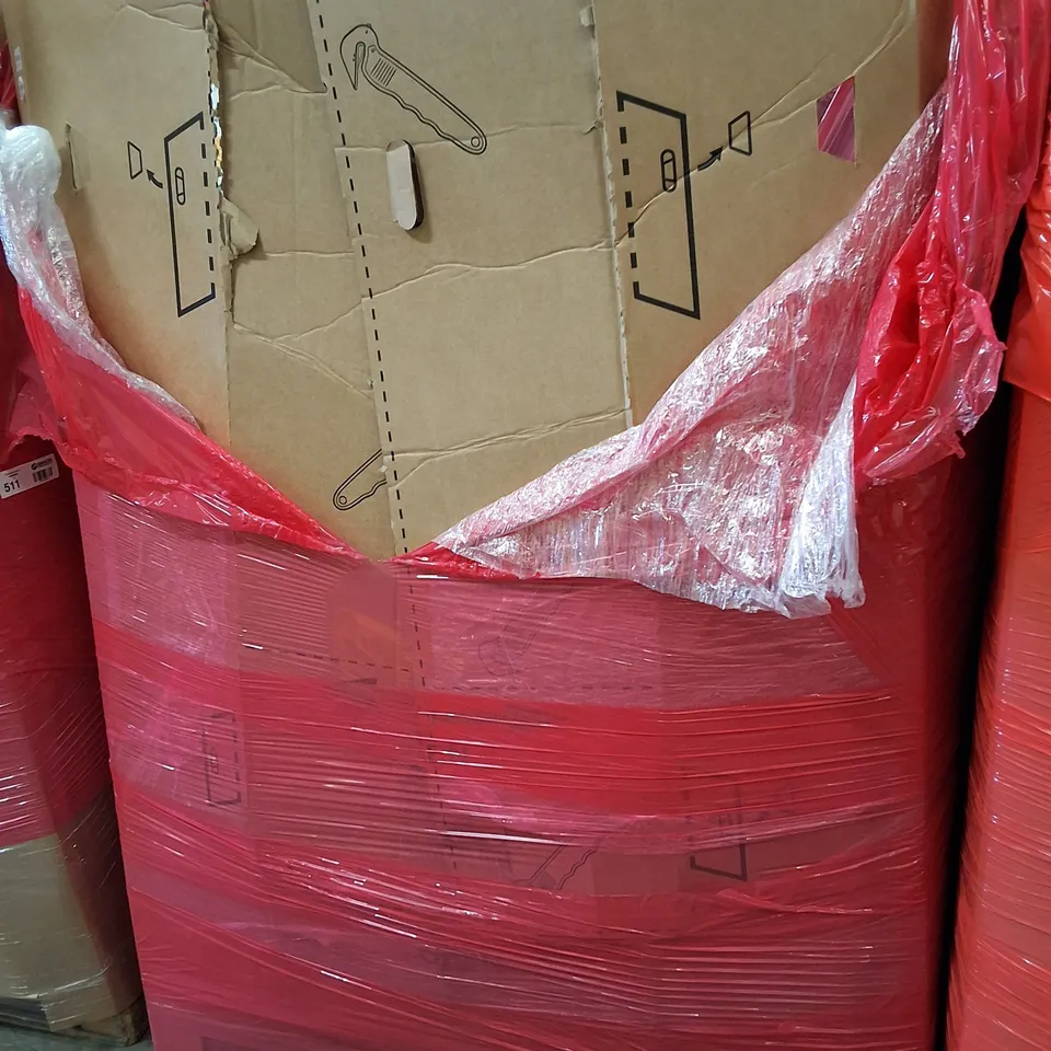 PALLET CONTAINING ASSORTED PRODUCTS INCLUDING CIRCULAR SAW, LED DECORATION STRING LIGHTS, CAT SCRATCHING MATS, HANGING PLANT POTS & THROW PILLOW COVERS