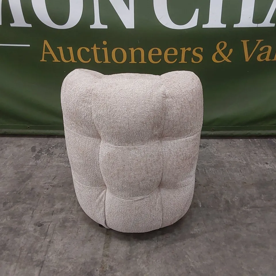 QUALITY DESIGNER BUMPER CIRCA GLAM FABRIC DINING CHAIR ON WHEELS - SAND