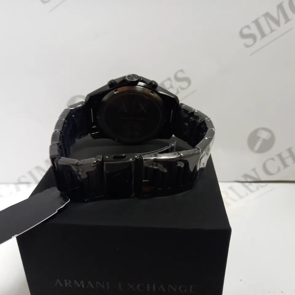 BOXED ARMANI EXCHANGE MENS BANKS CHRONOGRAPH WATCH WITH BRACELET STYLE STRAP - BLACK