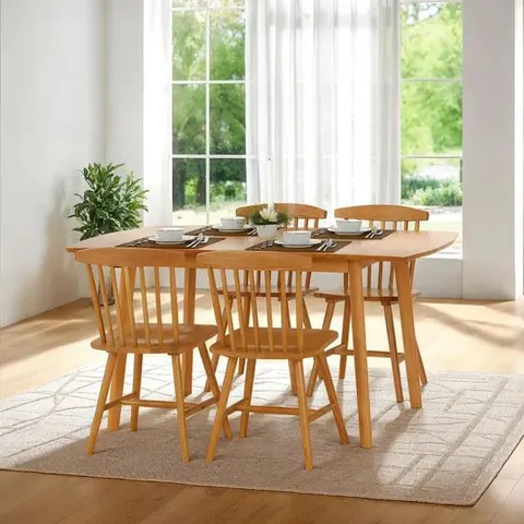 BOXED EMERY 4-6 SEATER EXTENDABLE DINING TABLE WITH 4 DINING CHAIRS (3 BOXES)