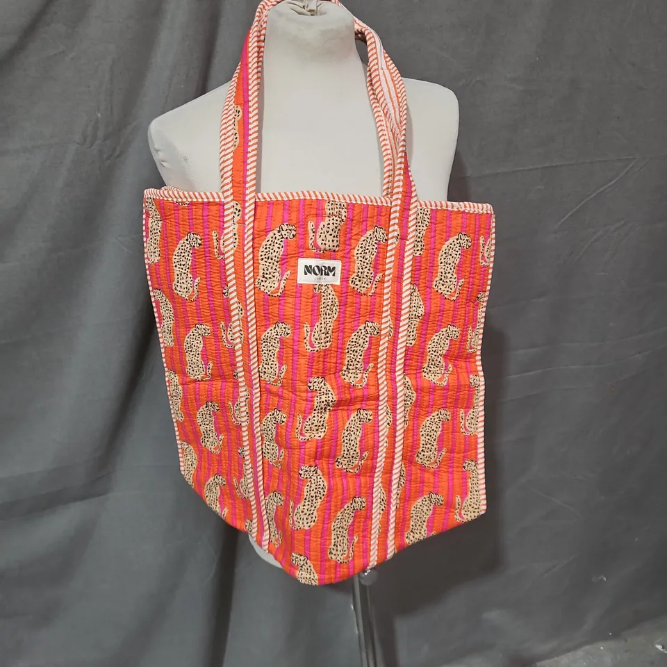 NORM LONDON QUILTED ANIMAL PRINT TOTE BAG 