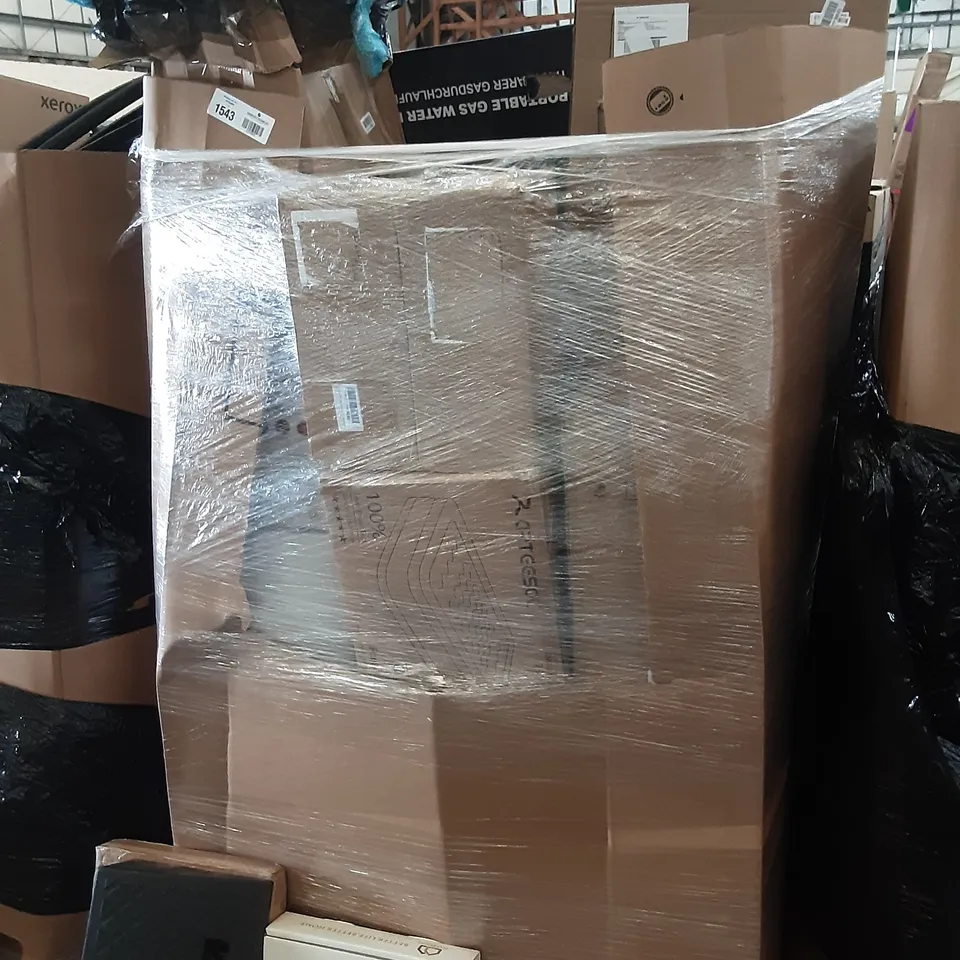 LARGE PALLET OF ASSORTED HOMEWARE ITEMS TO INCLUDE GARDEN POOL, PORTABLE GAS WATER HEATER, MULTIFUNCTIONAL CART ETC 