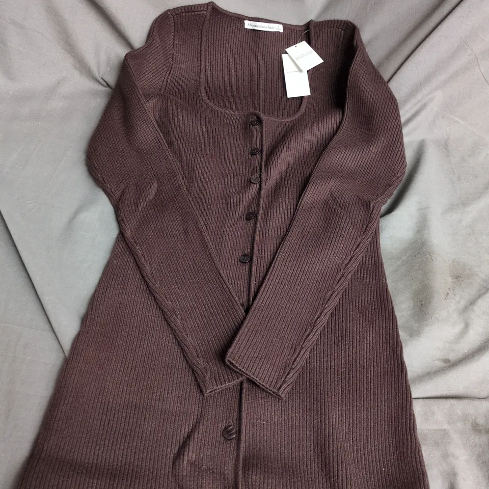 ABERCROMBIE & FITCH BROWN RIBBED KNITTED DRESS – UK SIZE L (WOMEN)