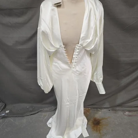NOBODY'S CHILD WHITE DRESS WITH CORSET LACING – UK 10 (EU 38) – MADE IN MOROCCO