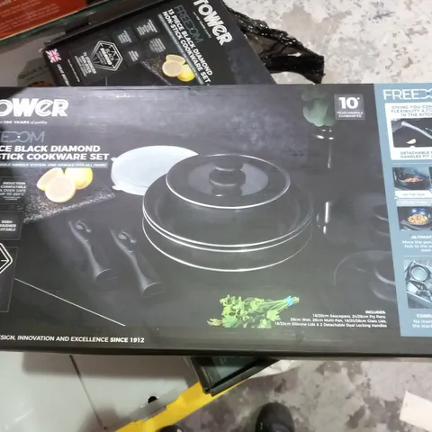 BOXED TOWER FREEDOM 13 PIECE BLACK DIAMOND NON STICK COOKWARE SET