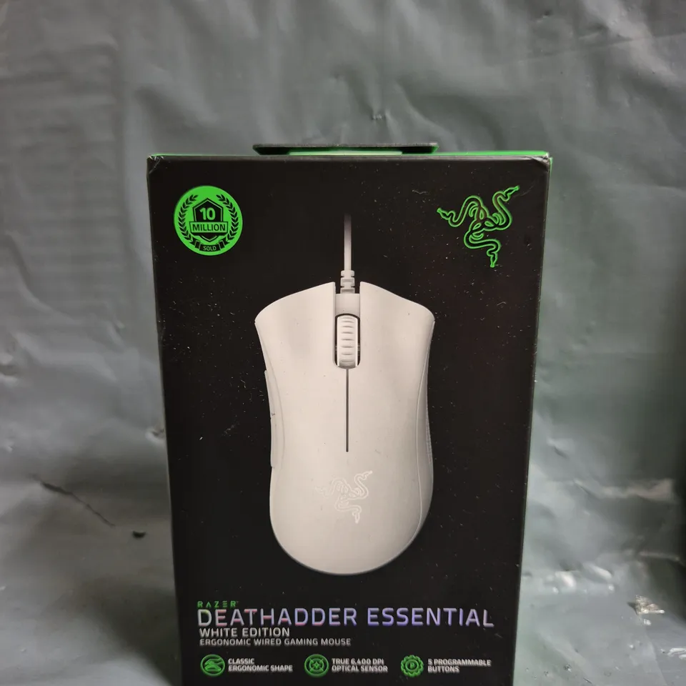 BOXED RAZER DEATHADDER ESSENTIAL WHITE EDITION ERGONOMIC WIRED GAMING MOUSE