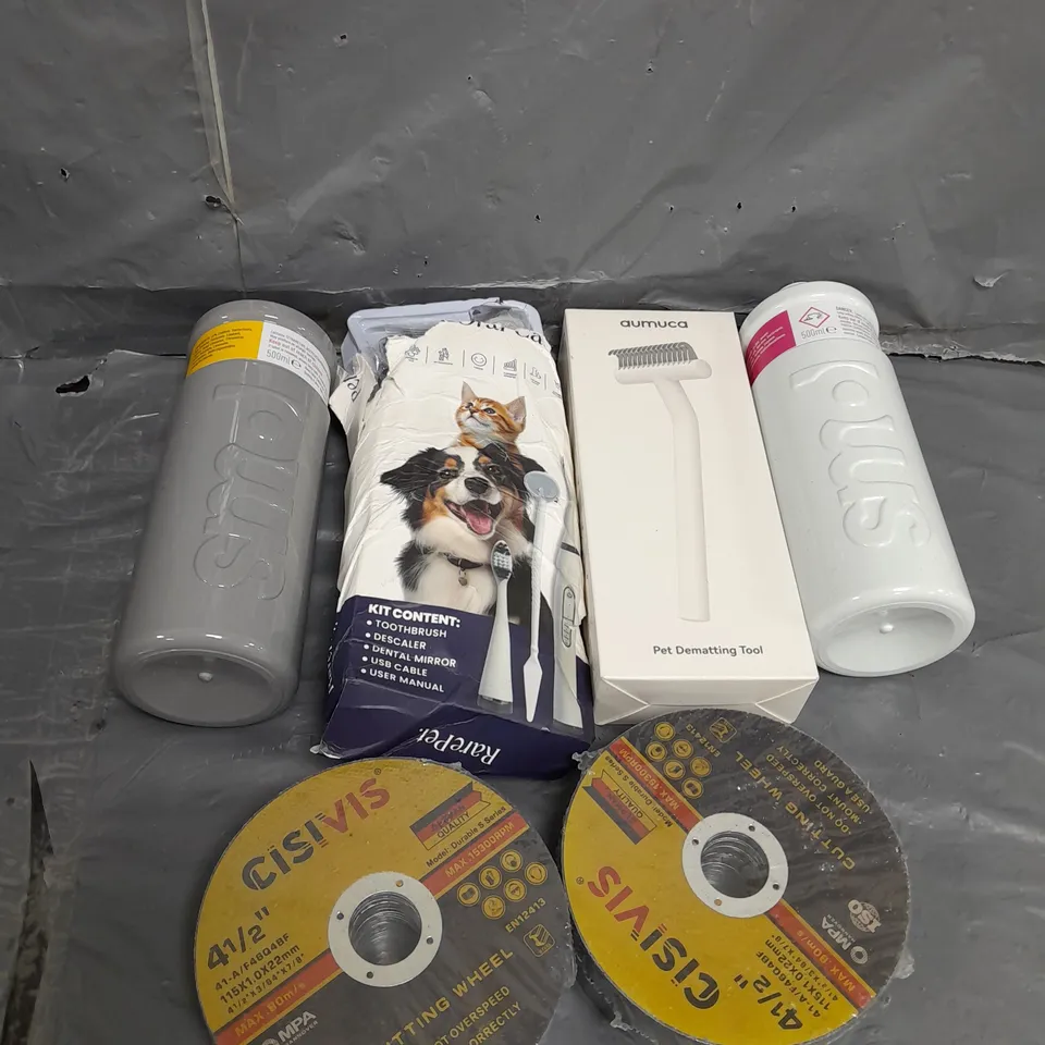 APPROXIMATELY 10 ASSORTED HOUSEHOLD ITEMS TOO INCLUDE , CUTTING WHEELS , PET TOOLS , ETC 