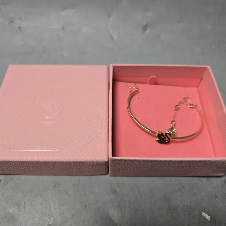 BOXED SWAROVSKI GOLDEN BLACK SWAN BANGLE 