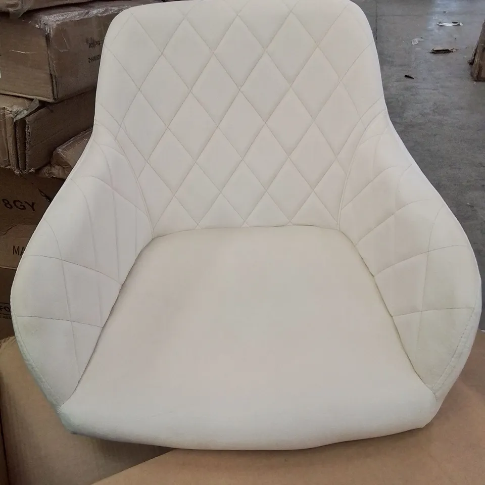 BOXED PAIR OF CREAM VELVET UPHOLSTERED DINING CHAIRS